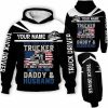 Car Lover - Truck Driver Usa Daddy Husband Dad Custom Name Pullover Hoodie