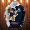 Arizona Wildcats Blue White Scratch Mascot Zip Up Hoodie