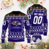 Baltimore Ravens Custom Name Number Ugly Christmas Sweater V2