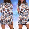 Chicago Bears Skull Flower Women Hoodie Dress