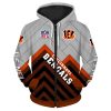Cincinnati Bengals Grey Orange Zip Up Hoodie