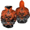 Cincinnati Bengals Orange Pumpkin Skull Pullover Hoodie