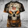 Cincinnati Bengals Skull Halloween T-Shirt V3