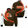 Cleveland Browns White Orange Bomber Jacket V3