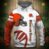 Cleveland Browns White Orange Pullover Hoodie V4