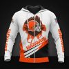 Cleveland Browns White Orange Zip Up Hoodie