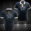 Dallas Cowboys Black Blue Darken Logo Burning Polo Shirt