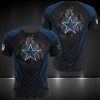 Dallas Cowboys Black Blue Darken Logo Burning T-Shirt