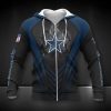 Dallas Cowboys Black Blue Darken Logo Burning Zip Up Hoodie