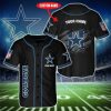 Dallas Cowboys Custom Name Black Scratch Baseball Jersey V2