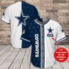 Dallas Cowboys Custom Name White Blue Stars Baseball Jersey