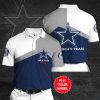 Dallas Cowboys Custom Name White Grey Logo In Heart Polo Shirt