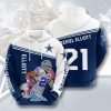 Dallas Cowboys Ezekiel Elliott Blue White Pullover Hoodie V2