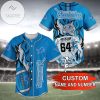 Detroit Lions Custom Name Number Blue Baseball Jersey V4