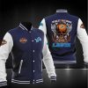 Detroit Lions Navy Skull Baseball Jacket V2