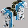 Detroit Lions White Blue Camo T-Shirt