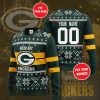 Green Bay Packers Custom Name Number Green Yellow Stripes Sweater