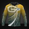 Green Bay Packers Yellow Big Logo Curve Zip Up Hoodie