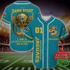 Jacksonville Jaguars Custom Name Number Skull Teal Baseball Jersey