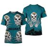 Jacksonville Jaguars Halloween Skull Teal T-Shirt
