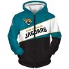 Jacksonville Jaguars Teal Black Zip Up Hoodie V5
