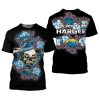 Los Angeles Chargers Black Blue Skull T-Shirt V11