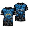 Los Angeles Chargers Blue Rose Black T-Shirt