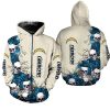 Los Angeles Chargers Creamy Blue Skull Zip Up Hoodie