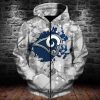 Los Angeles Rams Grey Big Logo Blue Zip Up Hoodie