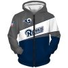 Los Angeles Rams Grey White Blue Zip Up Hoodie