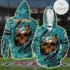 Miami Dolphins Aqua Orange Skull Zip Up Hoodie