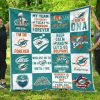 Miami Dolphins Aqua White Quilt Blanket