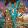 Miami Dolphins Coconut Tree Aqua Orange Hawaiian Shirt