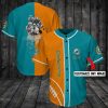 Miami Dolphins Custom Name Legends Aqua Orange Baseball Jersey
