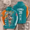 Miami Dolphins Larry Csonka Aqua Orange Stripes Pullover Hoodie