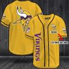 Minnesota Vikings Custom Name Yellow Simple Baseball Jersey