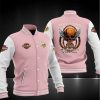 Minnesota Vikings Pink Grey Harley Davidson Baseball Jacket