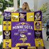 Minnesota Vikings Purple Yellow For Fans Quilt Blanket