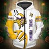 Minnesota Vikings White Yellow Zip Up Hoodie
