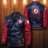 Alabama Crimson Tide Navy Red Leather Bomber Jacket