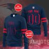 New England Patriots Custom Name Number Navy Red Sweatshirt