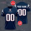 New England Patriots Custom Name Number Navy T-Shirt