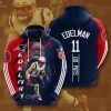 New England Patriots Julian Edelman Blue Red Stripes Pullover Hoodie