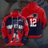 New England Patriots Tom Brady Blue Red Pullover Hoodie V3
