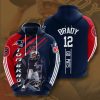 New England Patriots Tom Brady Blue Red Stripes Pullover Hoodie V2