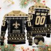 New Orleans Saints Custom Name Number Black Golden Sweater