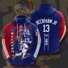 New York Giants Odell Beckham Jr. Dark Blue Red Stripes Pullover Hoodie