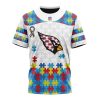 Arizona Cardinals Custom Name Number Autism Awareness T-Shirt