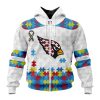 Arizona Cardinals Custom Name Number Autism Awareness Zip Up Hoodie