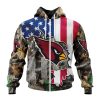 Arizona Cardinals Custom Name Number USA Flag Camo Realtree Zip Up Hoodie
